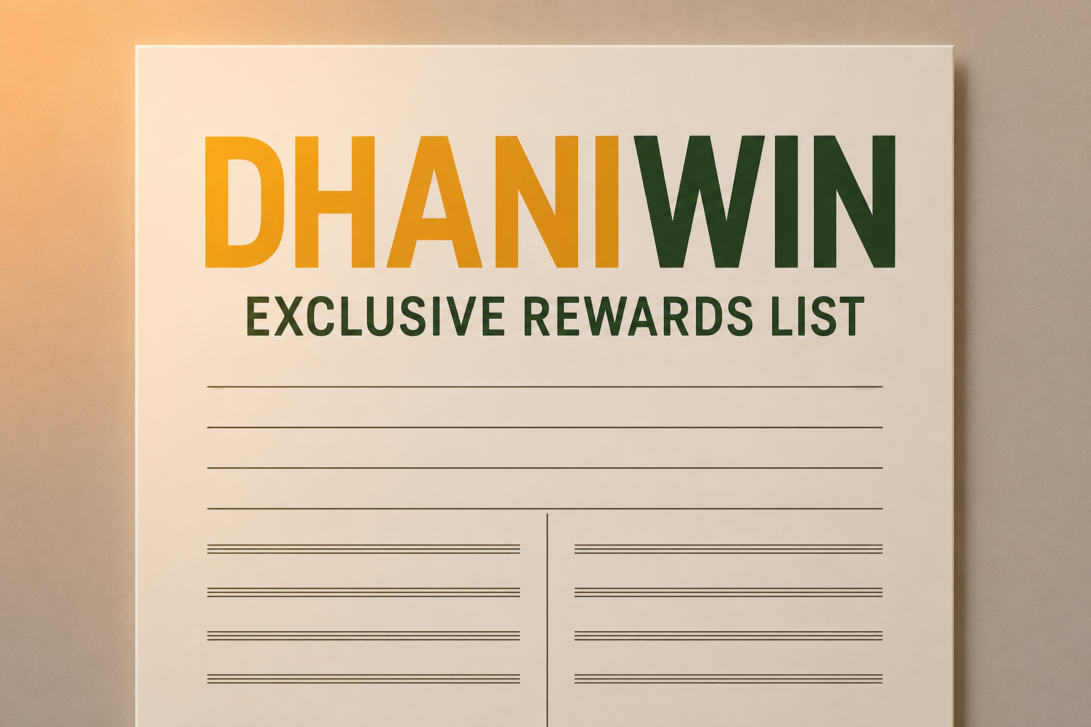 An informative graphic showcasing the Dhaniwin Exclusive Rewards List.